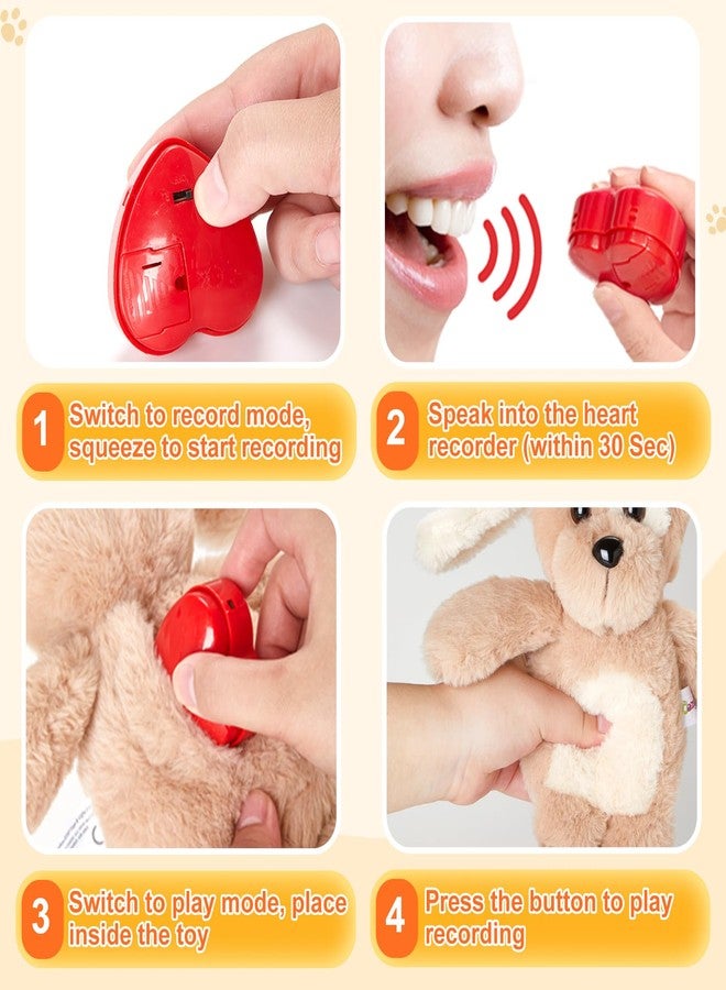 CozyWorld جرو كوزي وورلد المحشو، قابل لتسجيل نبضات القلب، 30 ثانية، مسجل صوت على شكل قلب، لعبة قطيفة ناعمة، هدية مثالية للأطفال في أعياد الميلاد ويوم الطفل. - Image 2